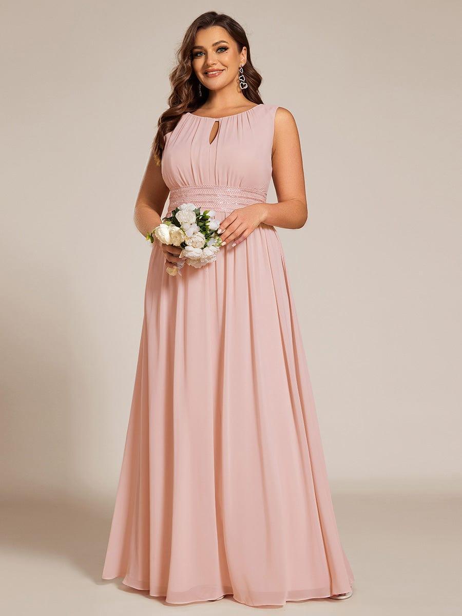 KALIA|Simple Sleeveless A-line Chiffon Bridesmaid Dress with Hollow Out Detail