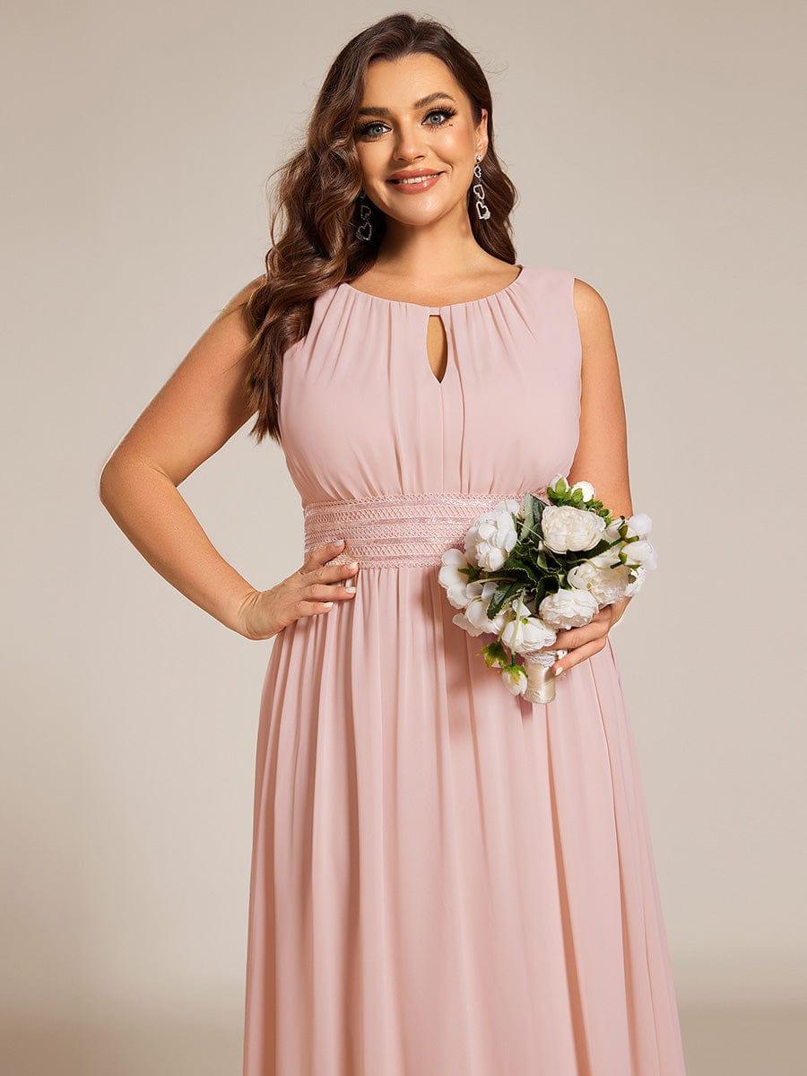 KALIA|Simple Sleeveless A-line Chiffon Bridesmaid Dress with Hollow Out Detail