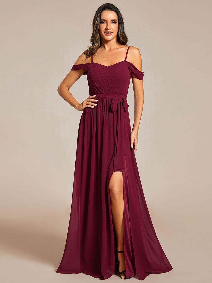 ADA|Sweetheart Neckline Cold Shoulder Chiffon Bridesmaid Dress