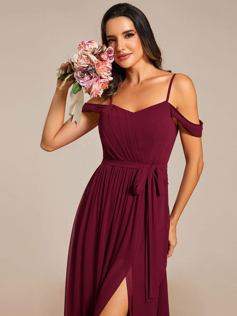 ADA|Sweetheart Neckline Cold Shoulder Chiffon Bridesmaid Dress