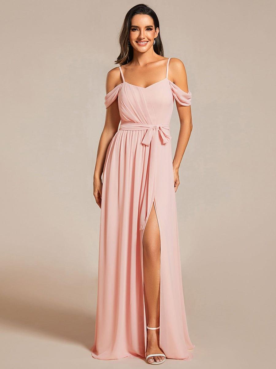 ADA|Sweetheart Neckline Cold Shoulder Chiffon Bridesmaid Dress