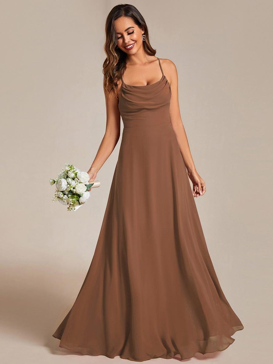 Flowy Back Criss-Cross Swing Collar Sleeveless A-Line Bridesmaid Dress