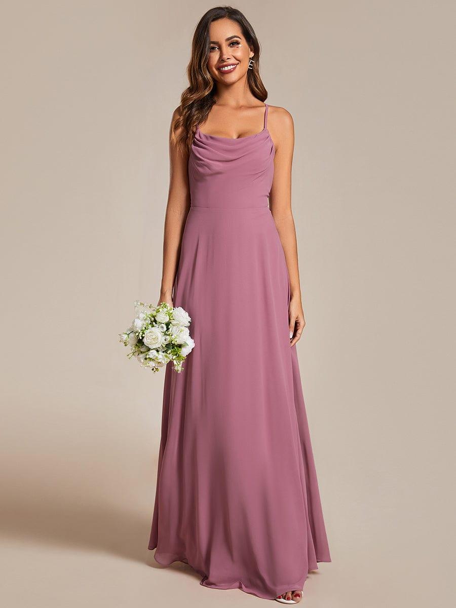Flowy Back Criss-Cross Swing Collar Sleeveless A-Line Bridesmaid Dress