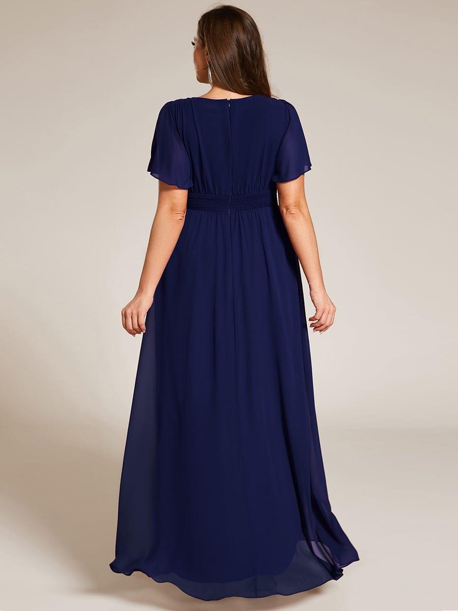 pretty GIGI|Plus Size Asymmetric Hem Short Sleeve Round Neckline Chiffon Bridesmaid Dress