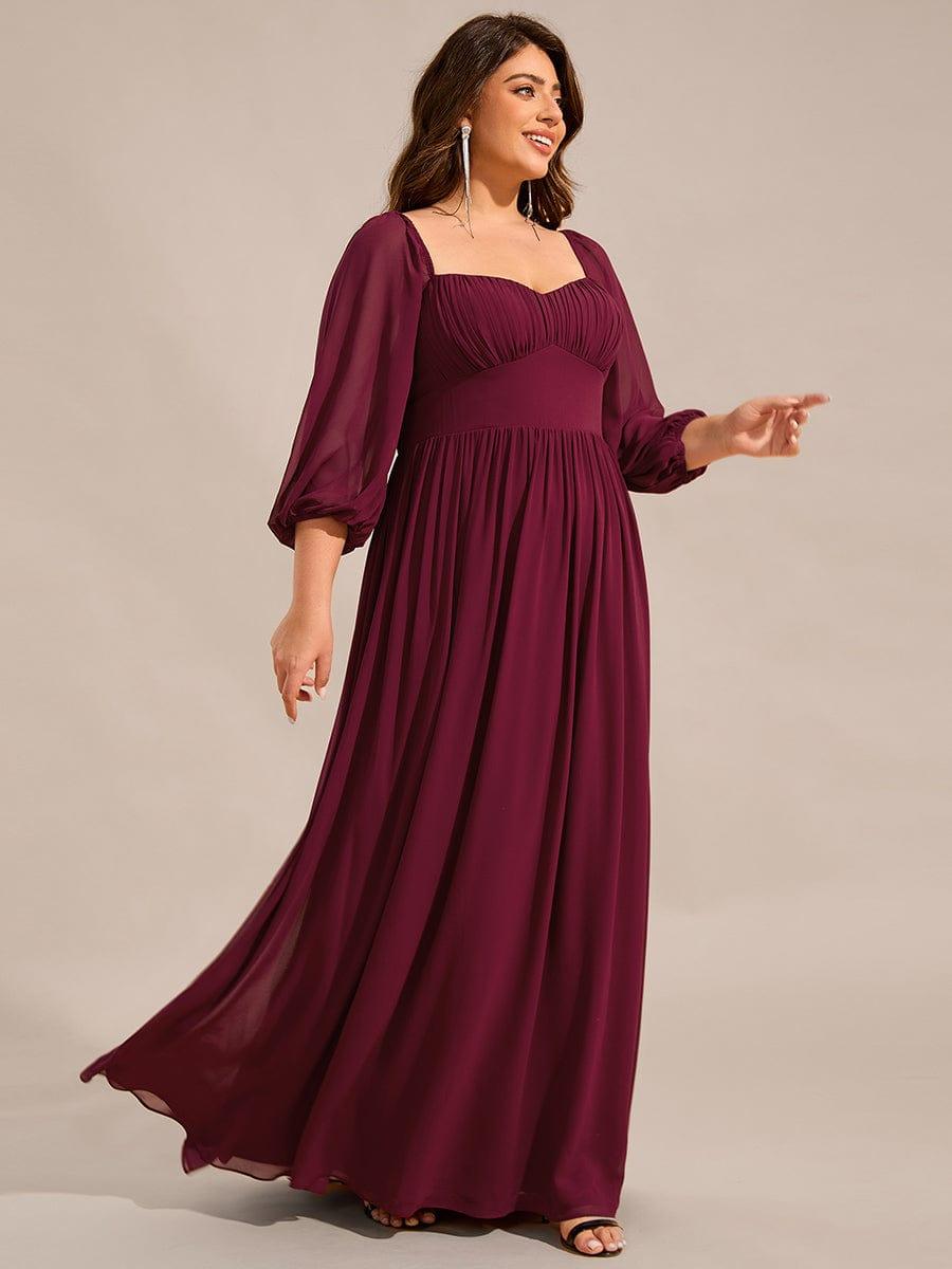 pretty OAKLYN|Plus Size Lace-Up 3/4 Sleeve Chiffon Bridesmaid Dress