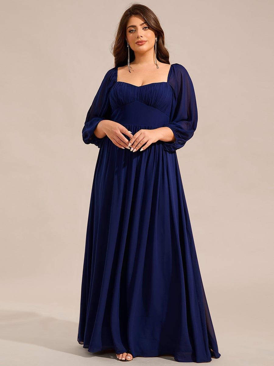 pretty OAKLYN|Plus Size Lace-Up 3/4 Sleeve Chiffon Bridesmaid Dress