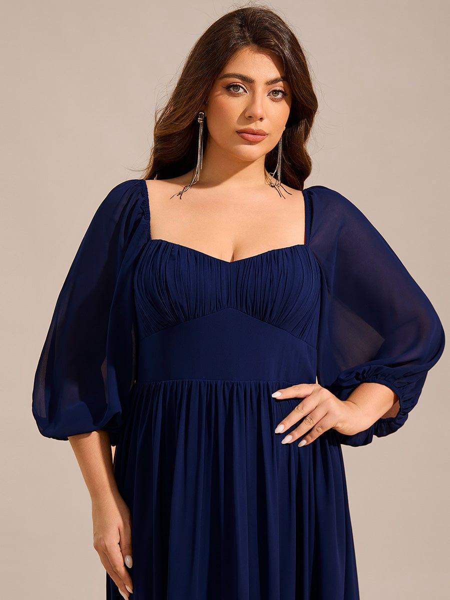 pretty OAKLYN|Plus Size Lace-Up 3/4 Sleeve Chiffon Bridesmaid Dress