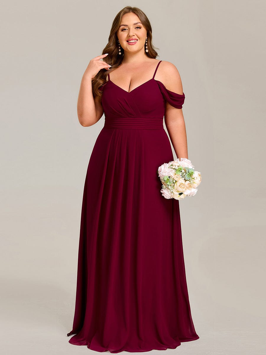 LIANNE|Spaghetti Strap V-Neck Pleated A-Line Bridesmaid Dress