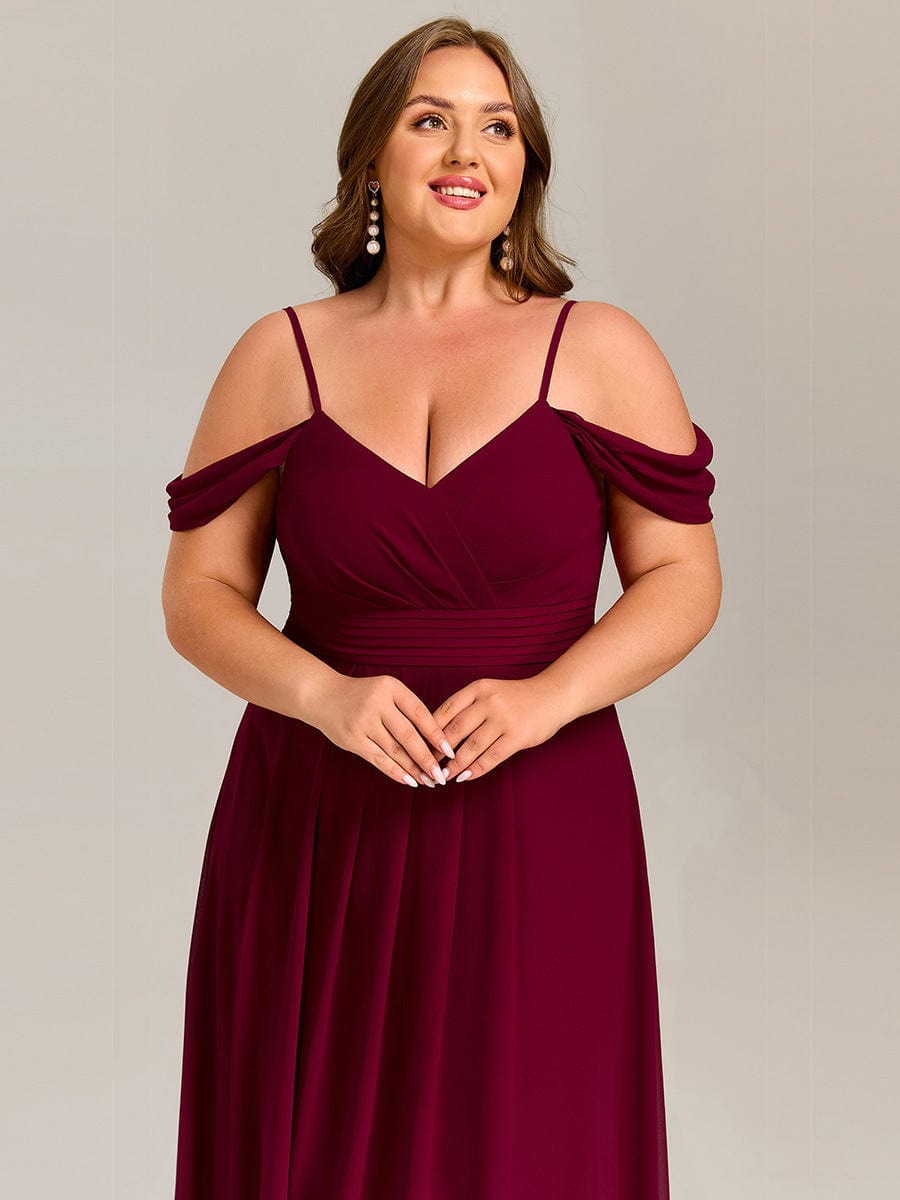 LIANNE|Spaghetti Strap V-Neck Pleated A-Line Bridesmaid Dress