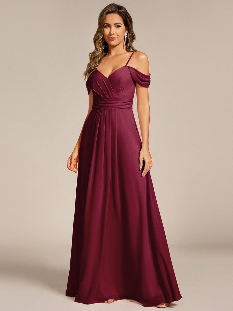 LIANNE|Spaghetti Strap V-Neck Pleated A-Line Bridesmaid Dress