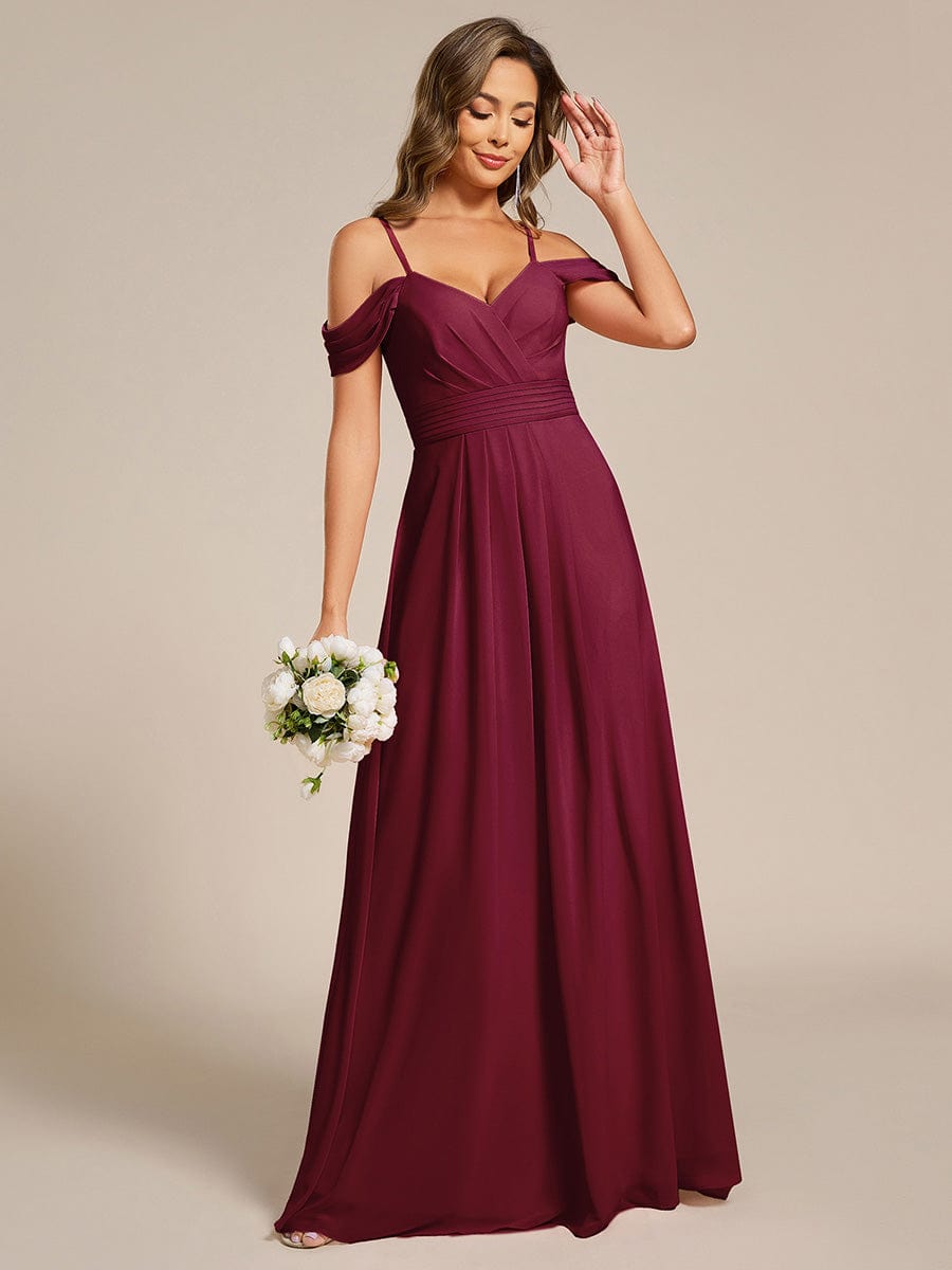LIANNE|Spaghetti Strap V-Neck Pleated A-Line Bridesmaid Dress