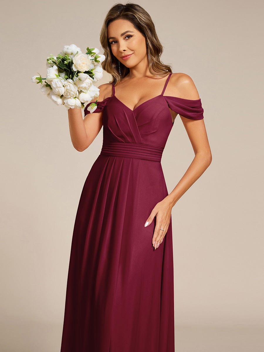 LIANNE|Spaghetti Strap V-Neck Pleated A-Line Bridesmaid Dress