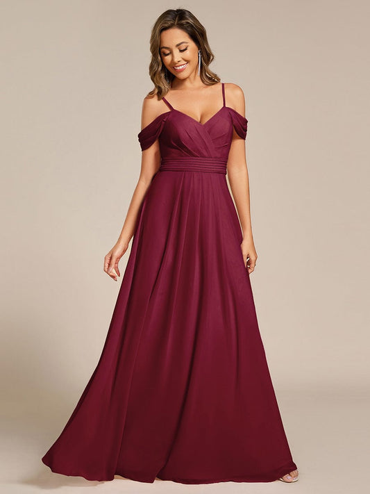 LIANNE|Spaghetti Strap V-Neck Pleated A-Line Bridesmaid Dress