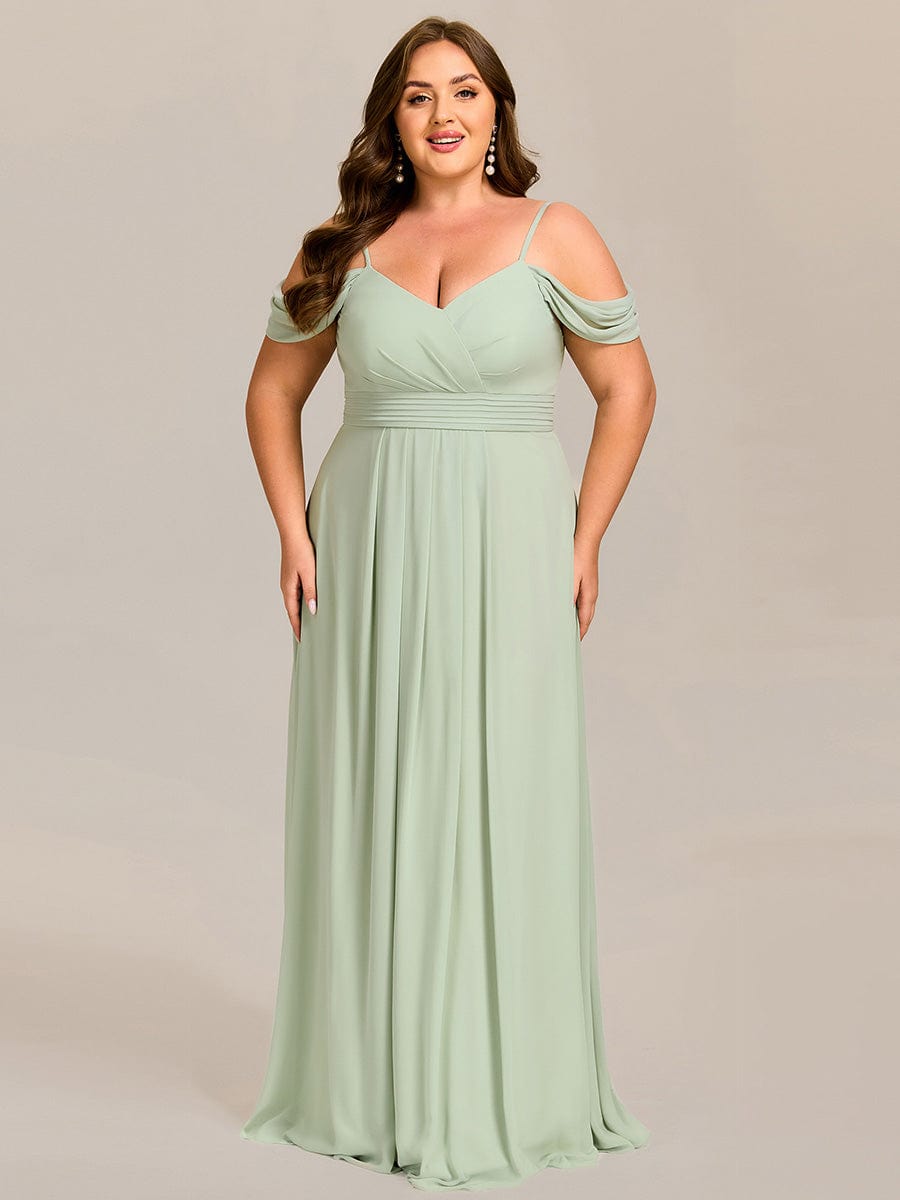 LIANNE|Spaghetti Strap V-Neck Pleated A-Line Bridesmaid Dress