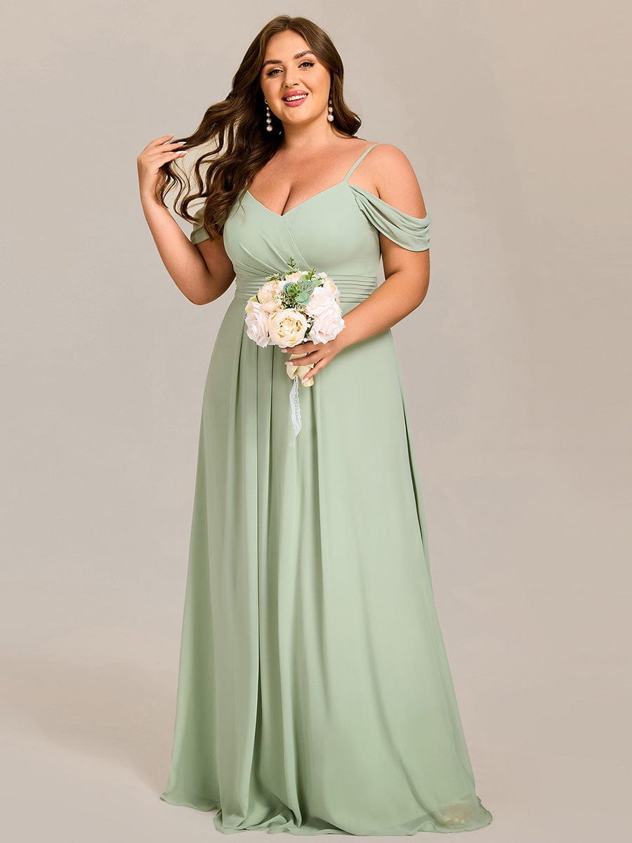 LIANNE|Spaghetti Strap V-Neck Pleated A-Line Bridesmaid Dress