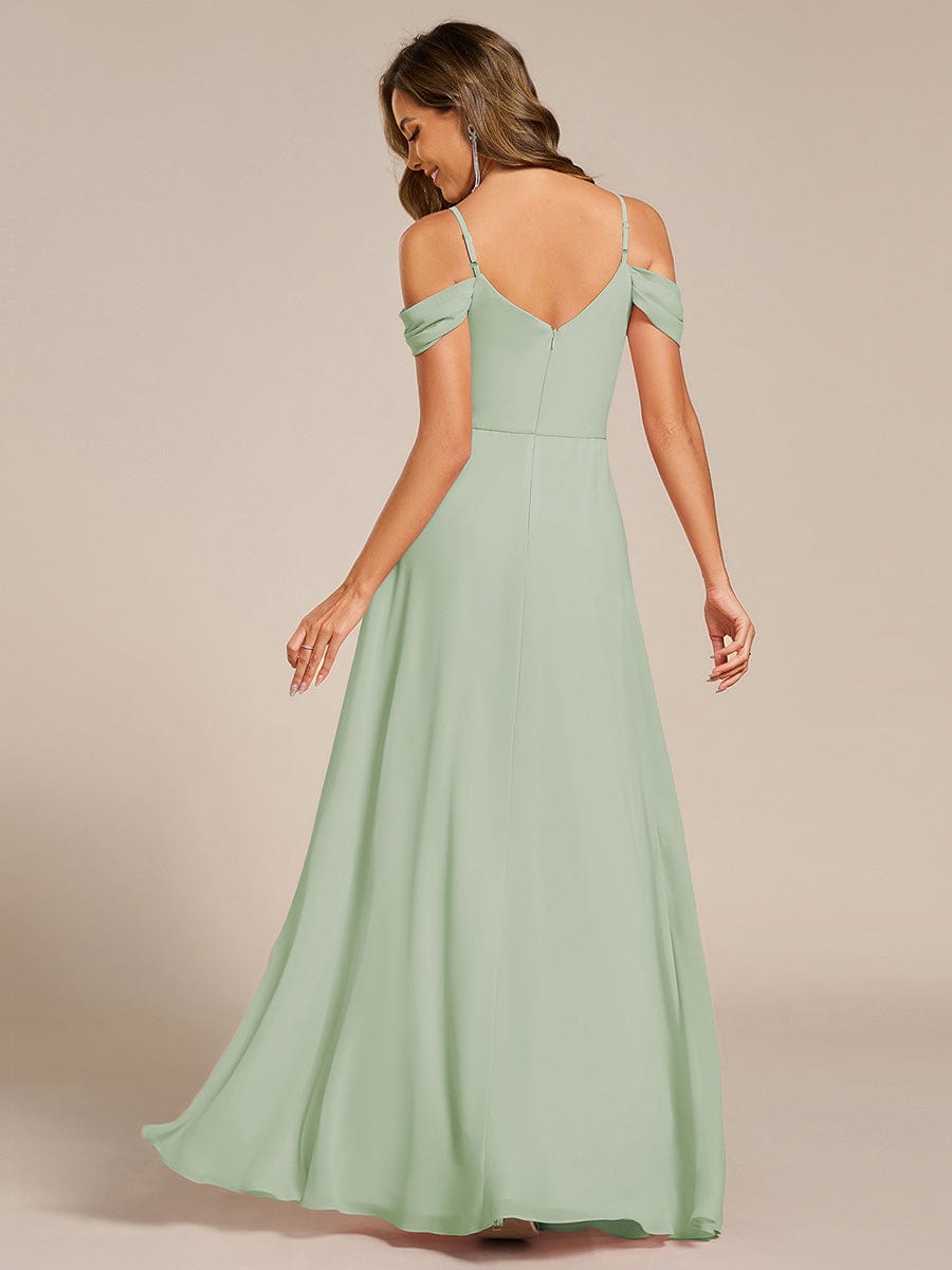 LIANNE|Spaghetti Strap V-Neck Pleated A-Line Bridesmaid Dress