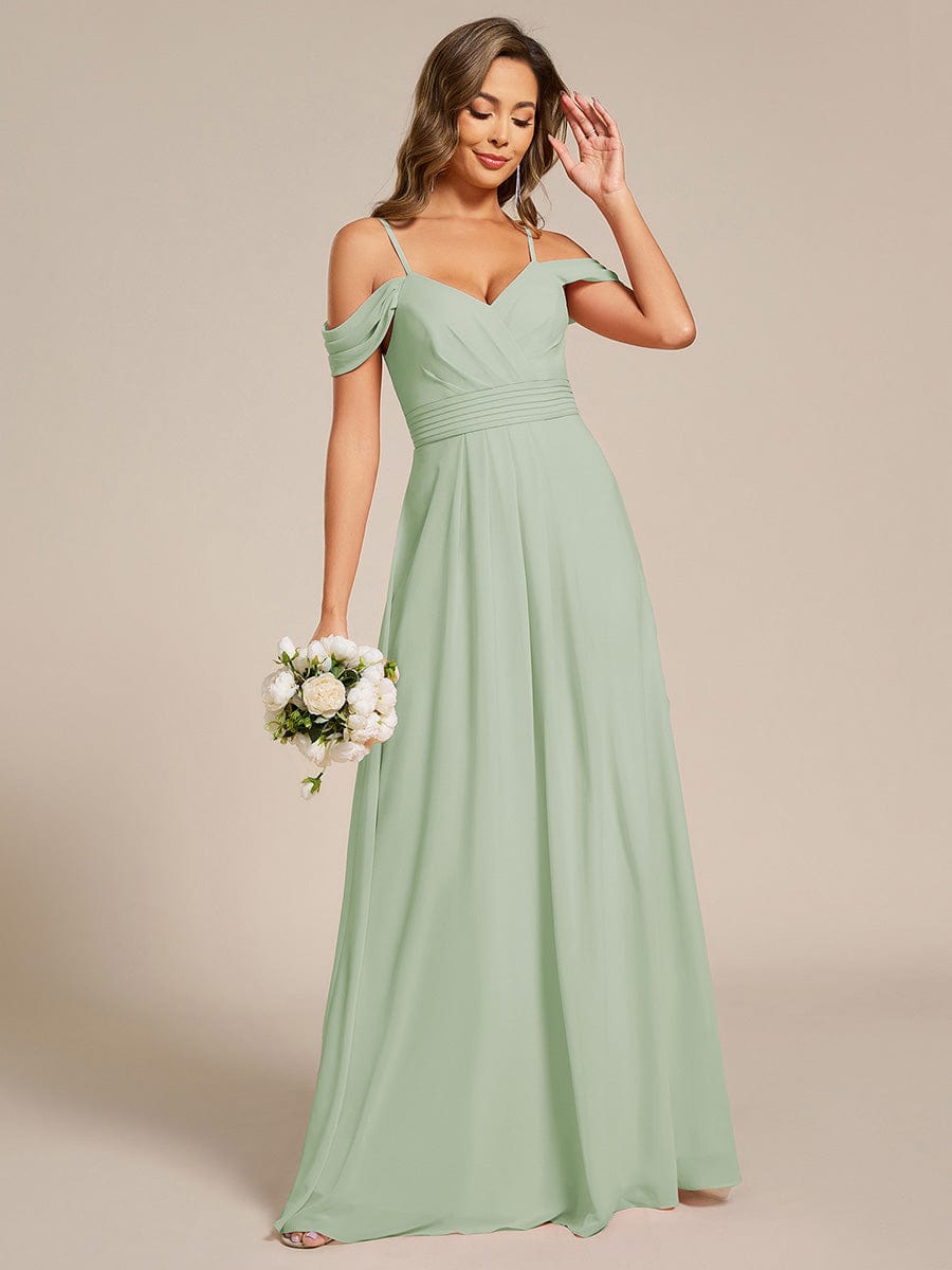 LIANNE|Spaghetti Strap V-Neck Pleated A-Line Bridesmaid Dress