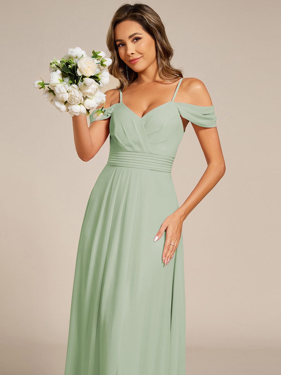LIANNE|Spaghetti Strap V-Neck Pleated A-Line Bridesmaid Dress