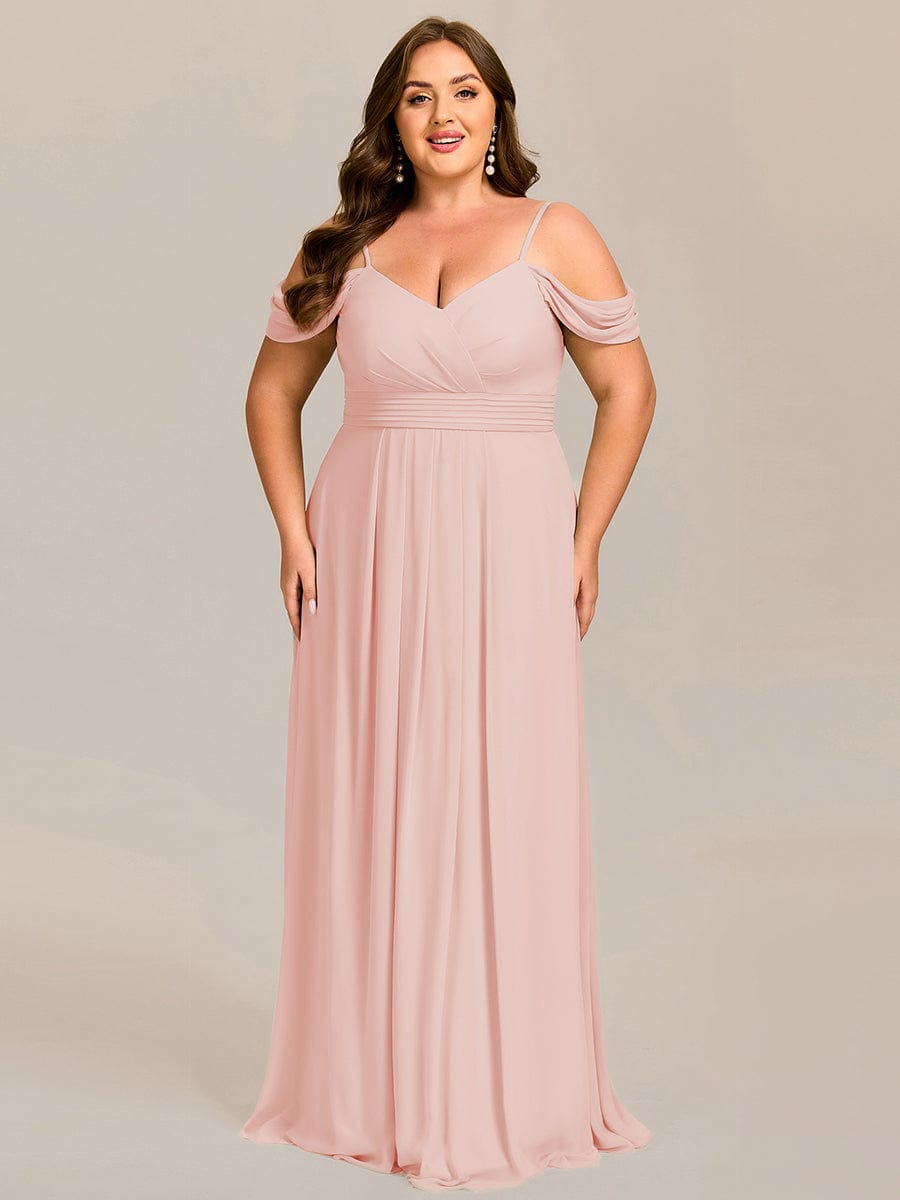 LIANNE|Spaghetti Strap V-Neck Pleated A-Line Bridesmaid Dress