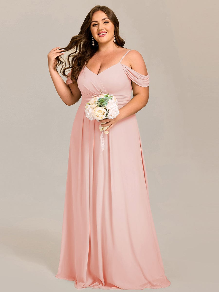 LIANNE|Spaghetti Strap V-Neck Pleated A-Line Bridesmaid Dress
