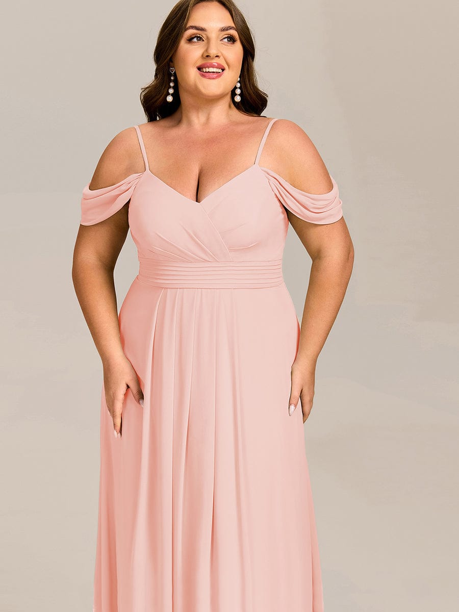 LIANNE|Spaghetti Strap V-Neck Pleated A-Line Bridesmaid Dress