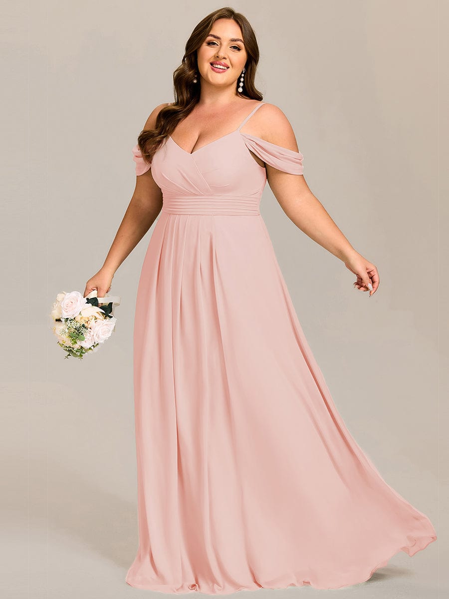 LIANNE|Spaghetti Strap V-Neck Pleated A-Line Bridesmaid Dress