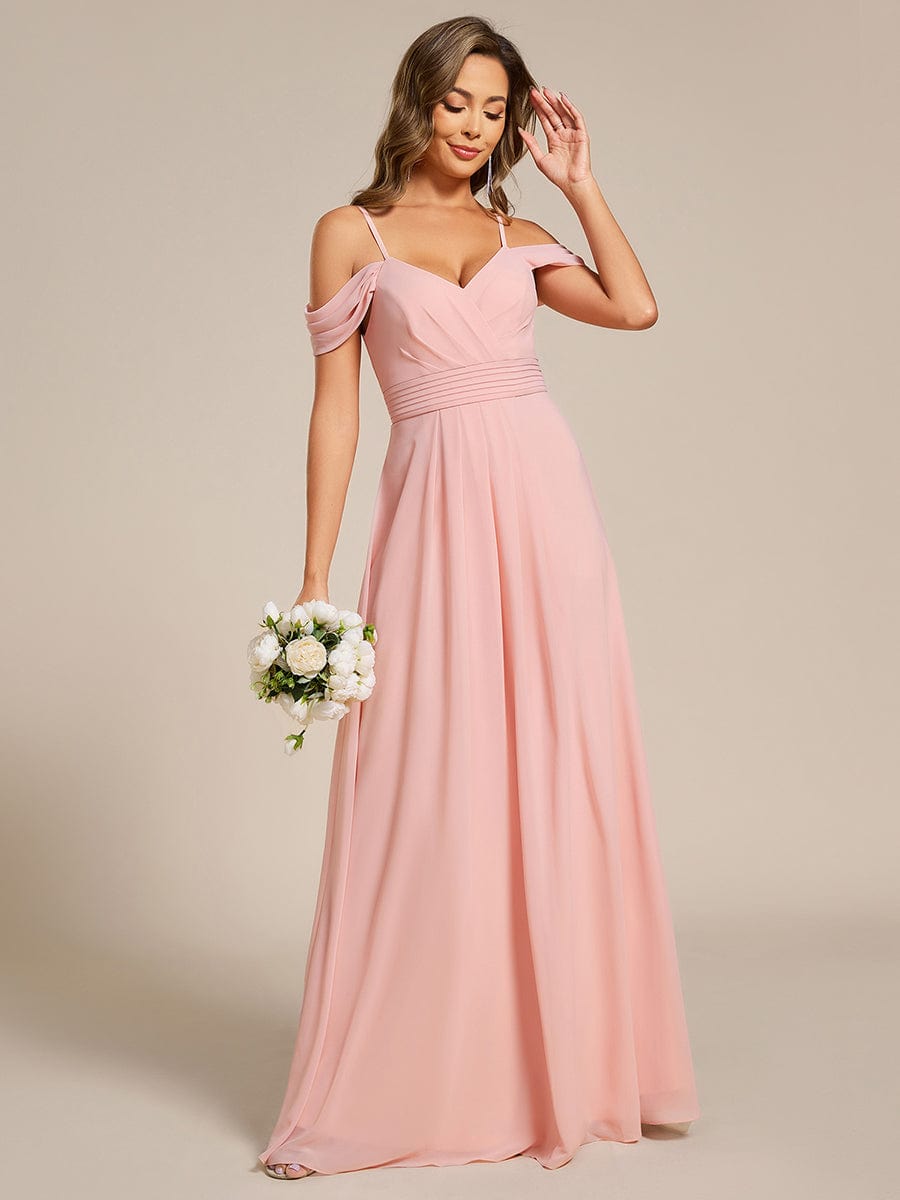 LIANNE|Spaghetti Strap V-Neck Pleated A-Line Bridesmaid Dress