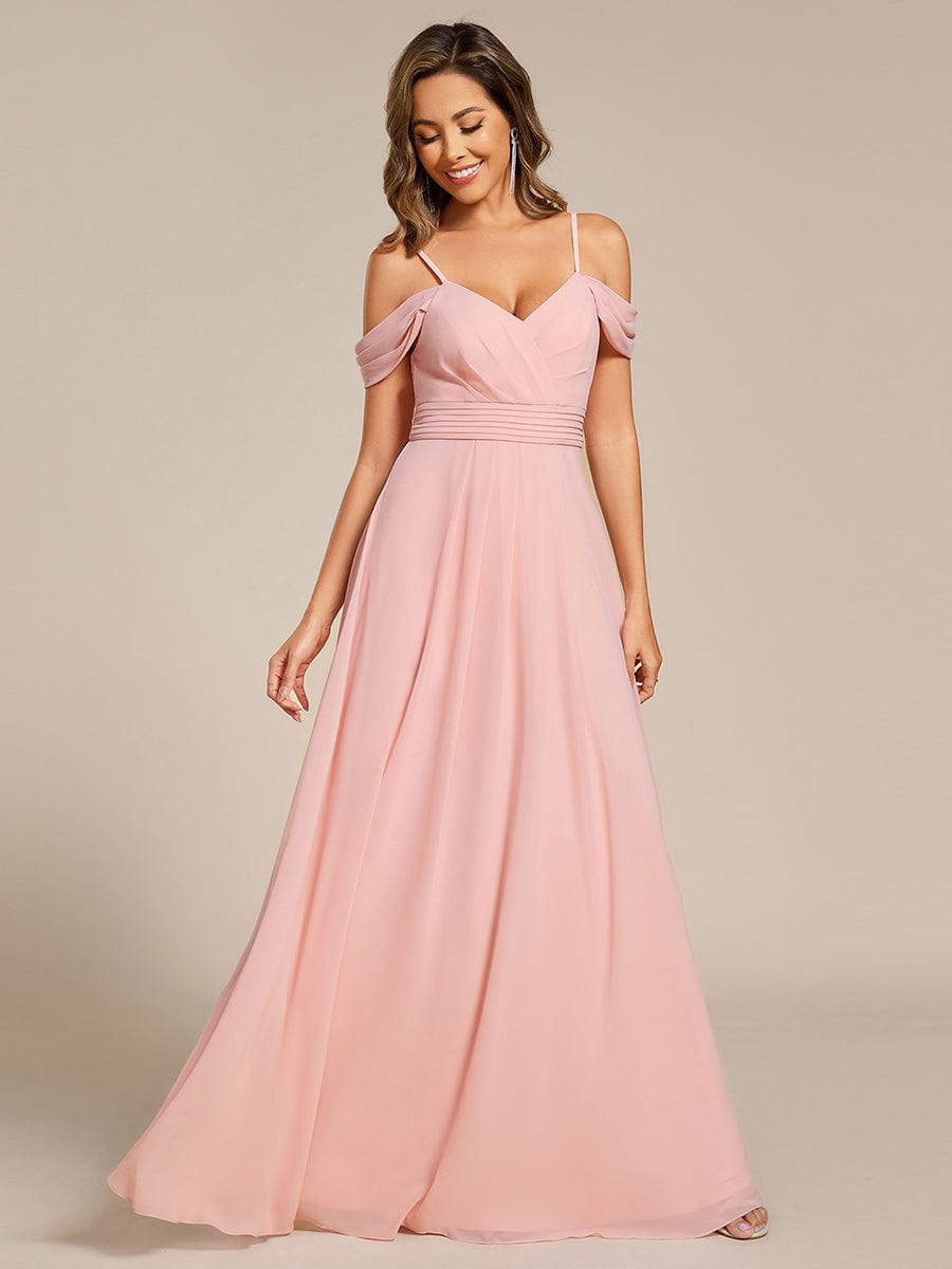 LIANNE|Spaghetti Strap V-Neck Pleated A-Line Bridesmaid Dress