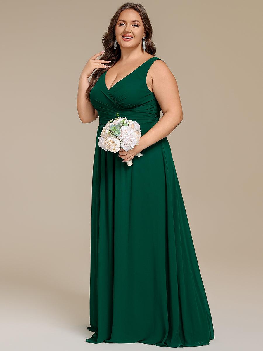 pretty SAUYER|Plus Size Strapless V-Neck A-Line Lace-Up Bridesmaid Dress