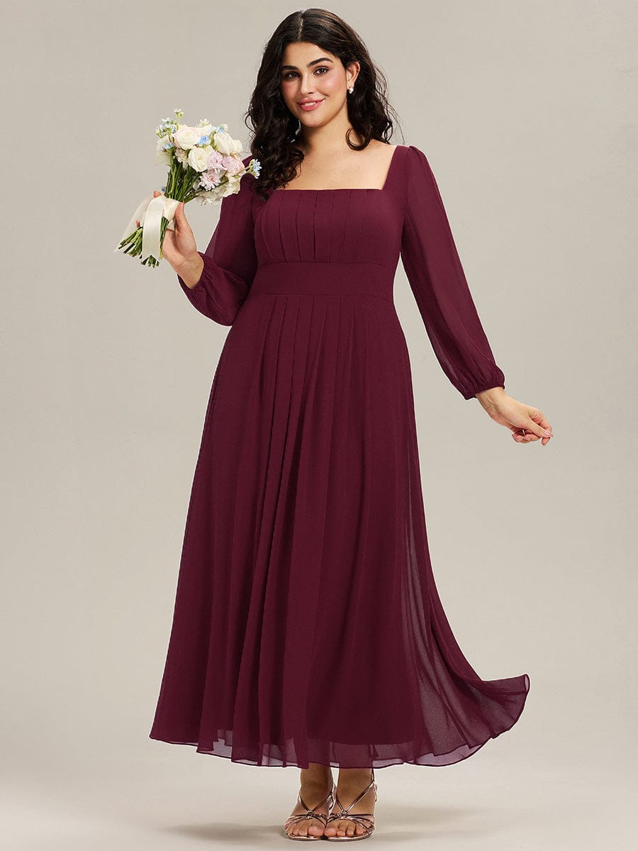 LYDIA|See-through Chiffon Lantern Sleeve Bridesmaid Dress