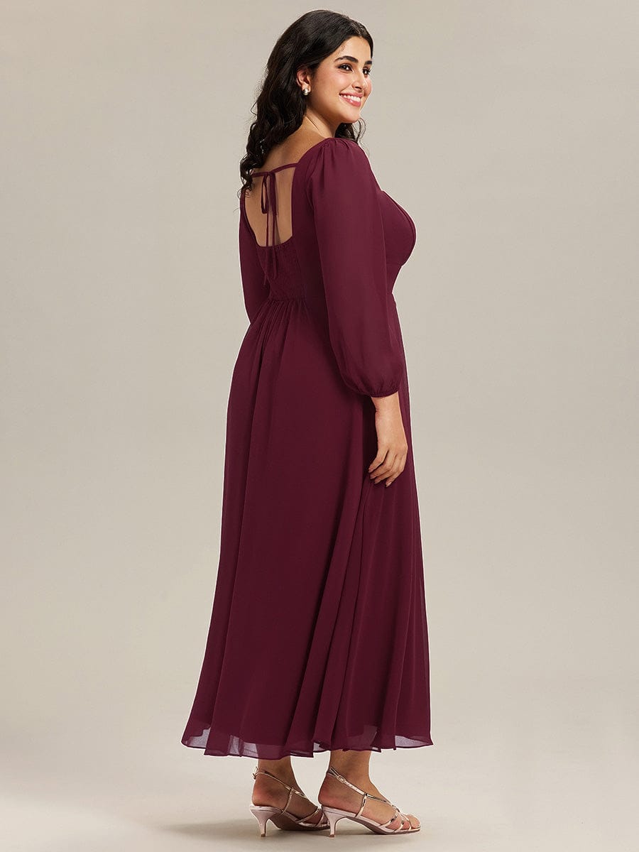 LYDIA|See-through Chiffon Lantern Sleeve Bridesmaid Dress