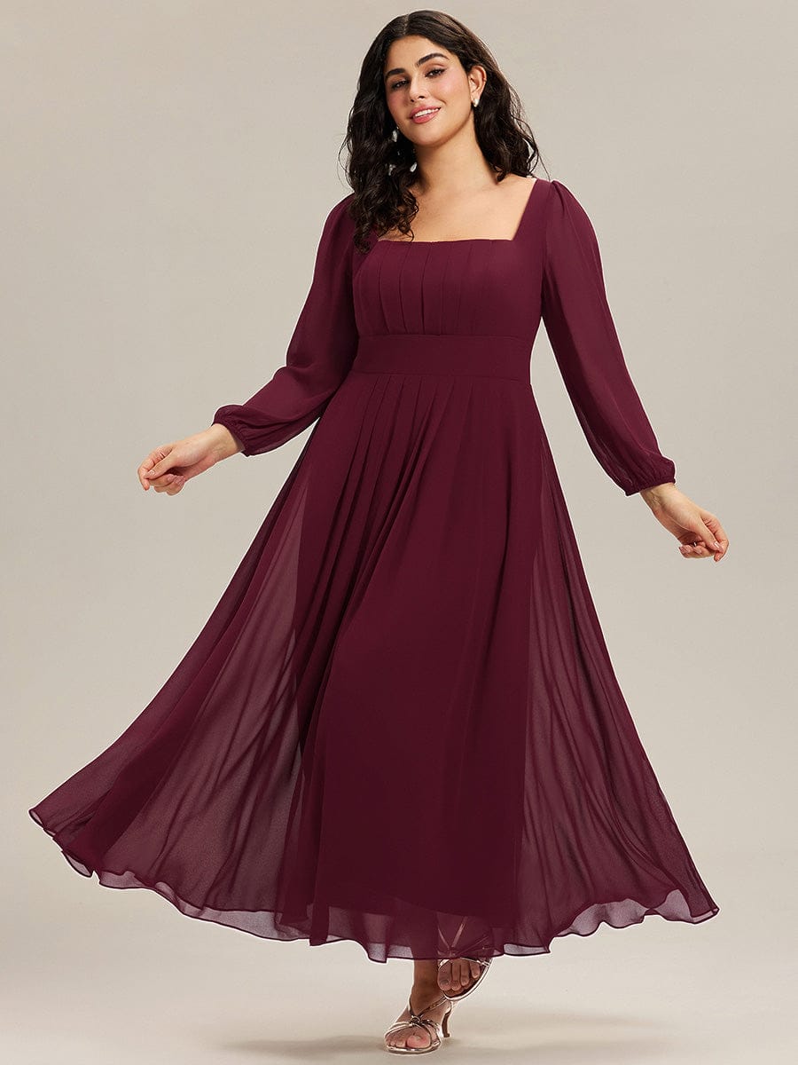 LYDIA|See-through Chiffon Lantern Sleeve Bridesmaid Dress