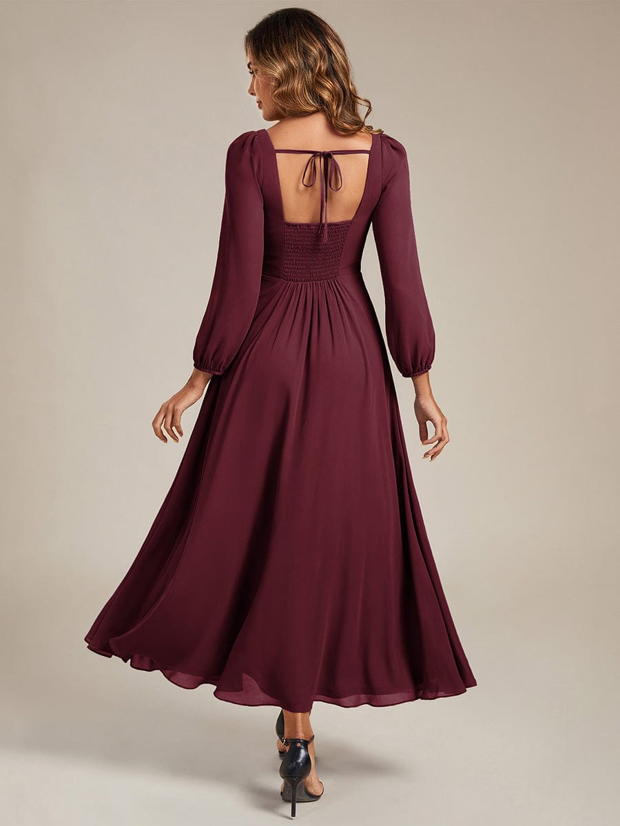 LYDIA|See-through Chiffon Lantern Sleeve Bridesmaid Dress