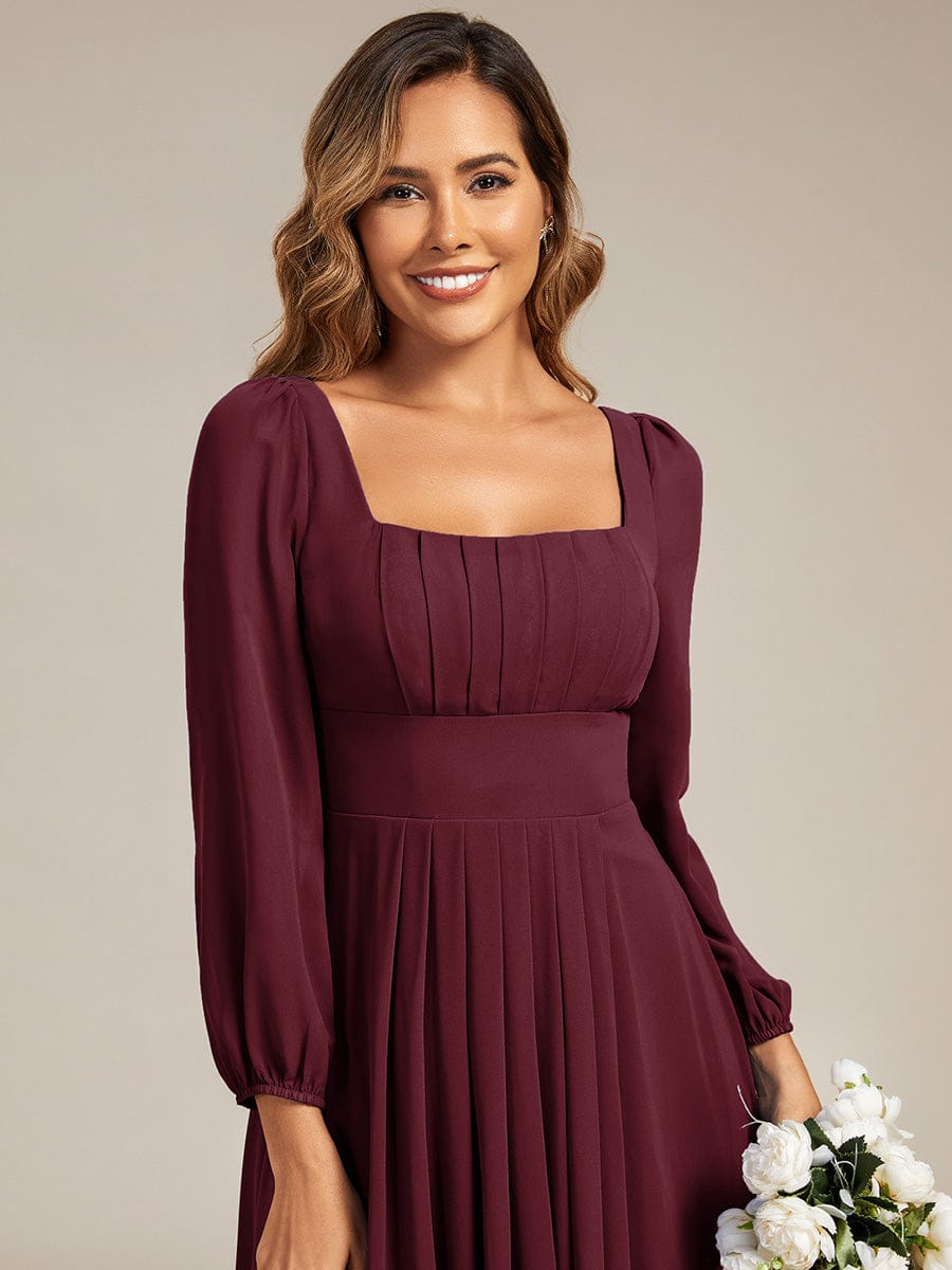 LYDIA|See-through Chiffon Lantern Sleeve Bridesmaid Dress