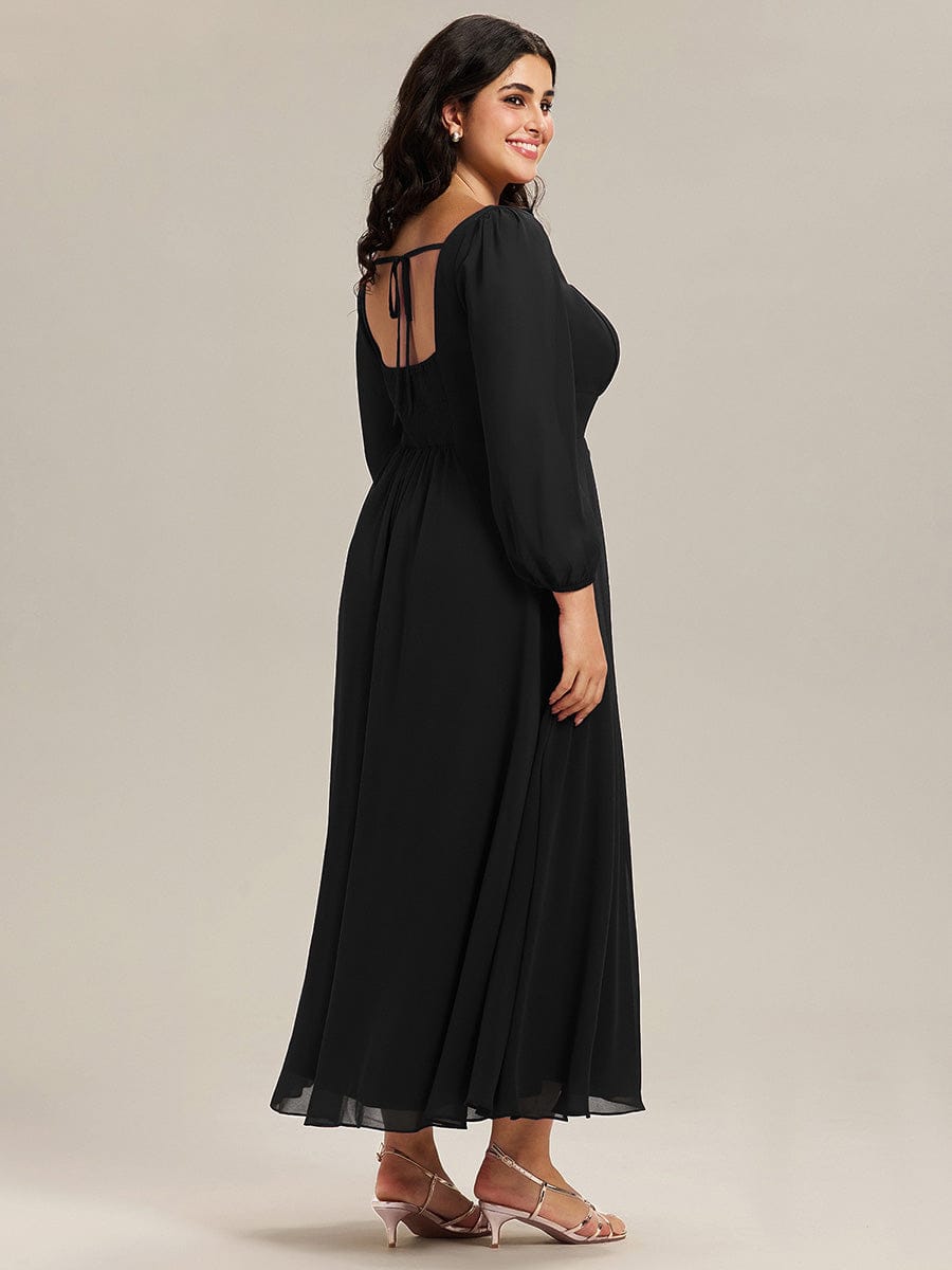 LYDIA|See-through Chiffon Lantern Sleeve Bridesmaid Dress