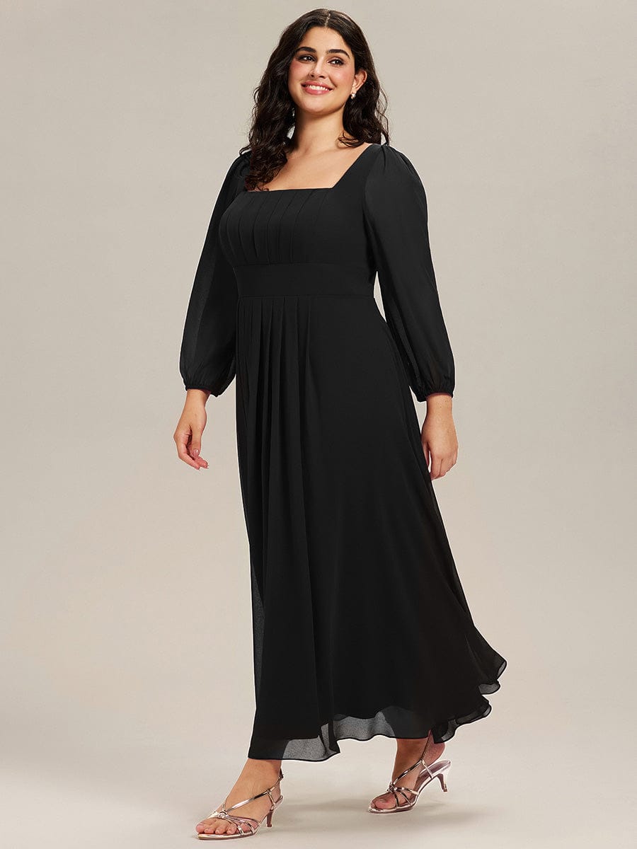 LYDIA|See-through Chiffon Lantern Sleeve Bridesmaid Dress