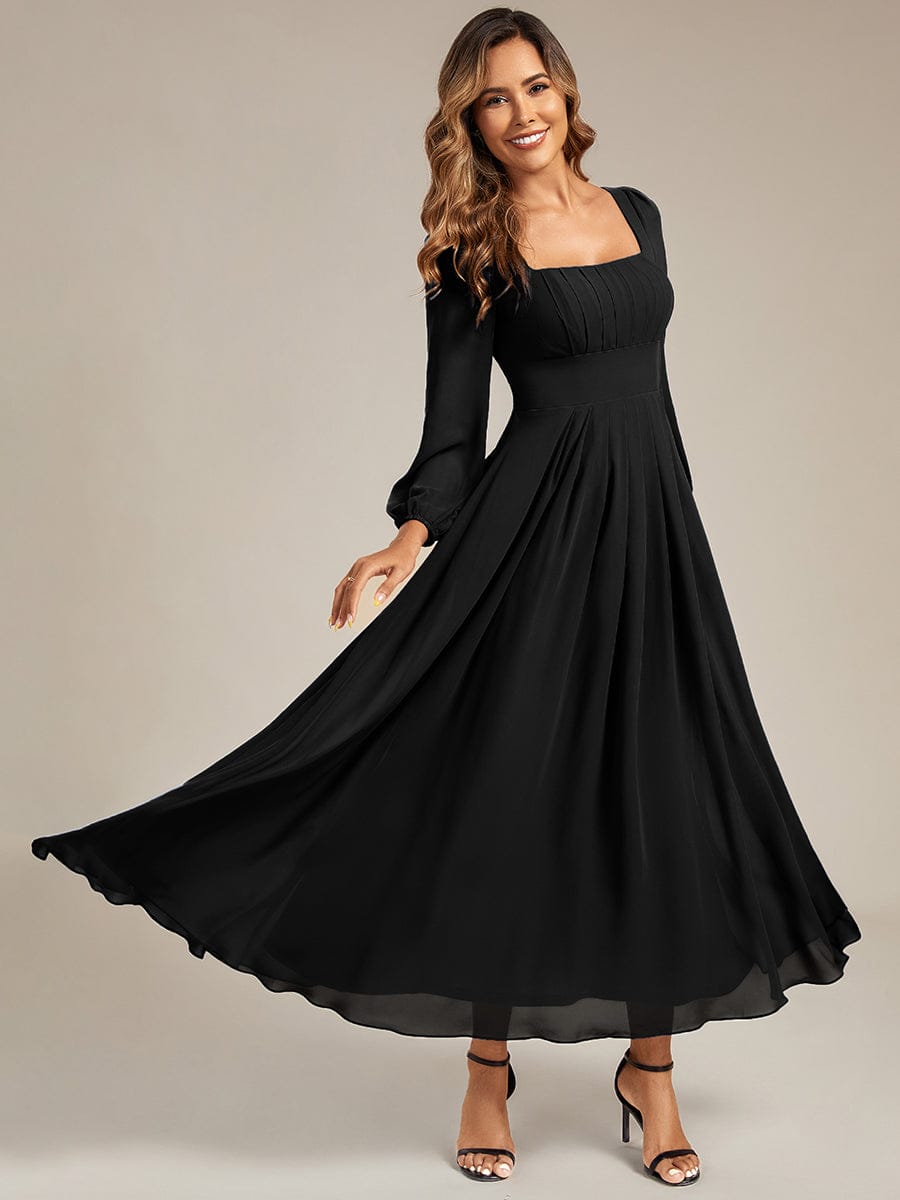 LYDIA|See-through Chiffon Lantern Sleeve Bridesmaid Dress