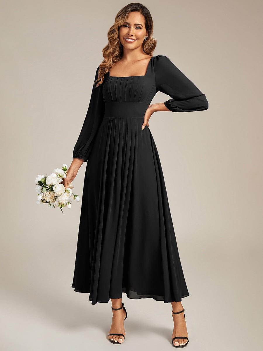 LYDIA|See-through Chiffon Lantern Sleeve Bridesmaid Dress