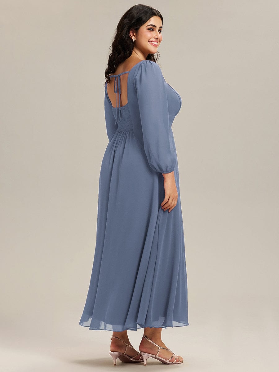LYDIA|See-through Chiffon Lantern Sleeve Bridesmaid Dress