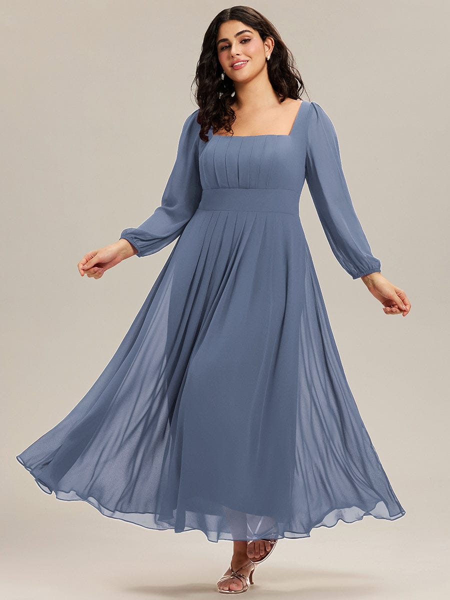 LYDIA|See-through Chiffon Lantern Sleeve Bridesmaid Dress