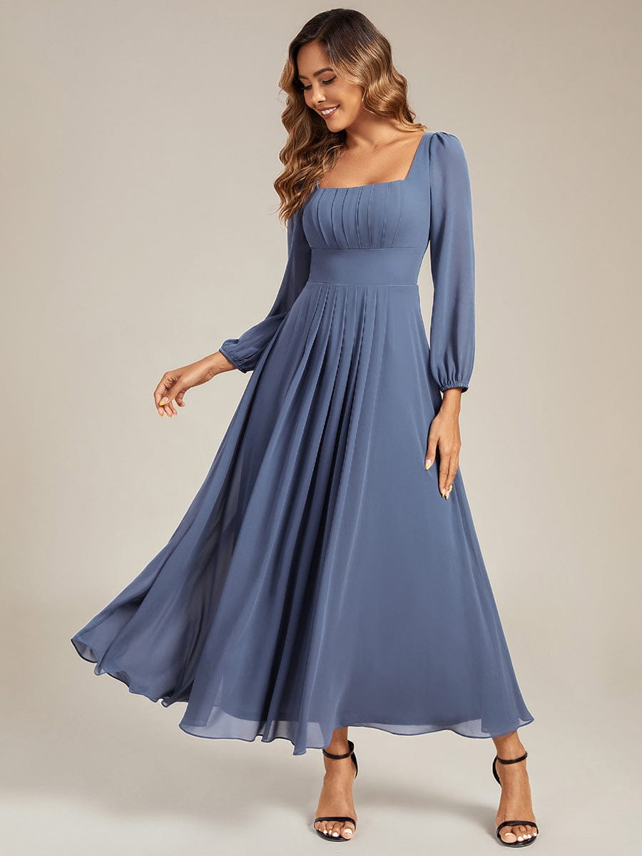 LYDIA|See-through Chiffon Lantern Sleeve Bridesmaid Dress