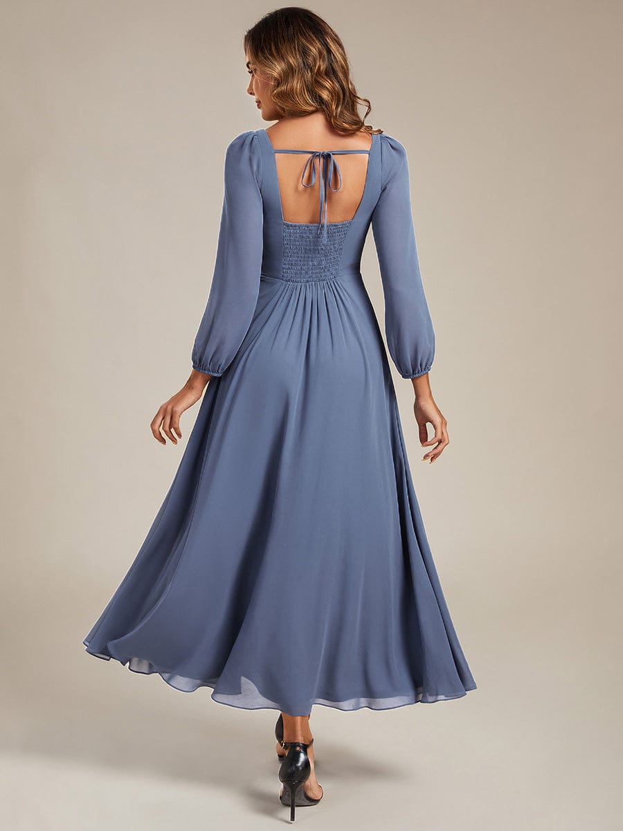 LYDIA|See-through Chiffon Lantern Sleeve Bridesmaid Dress