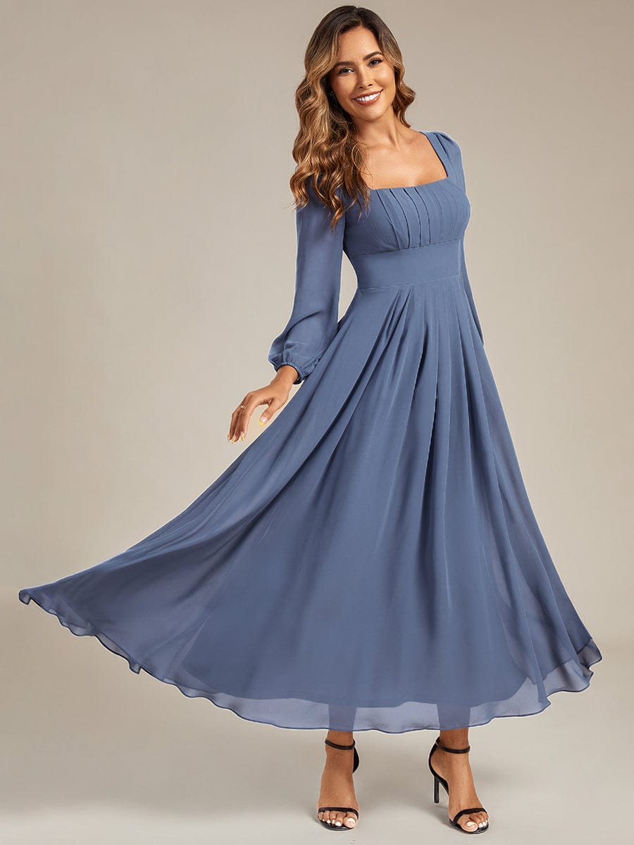LYDIA|See-through Chiffon Lantern Sleeve Bridesmaid Dress