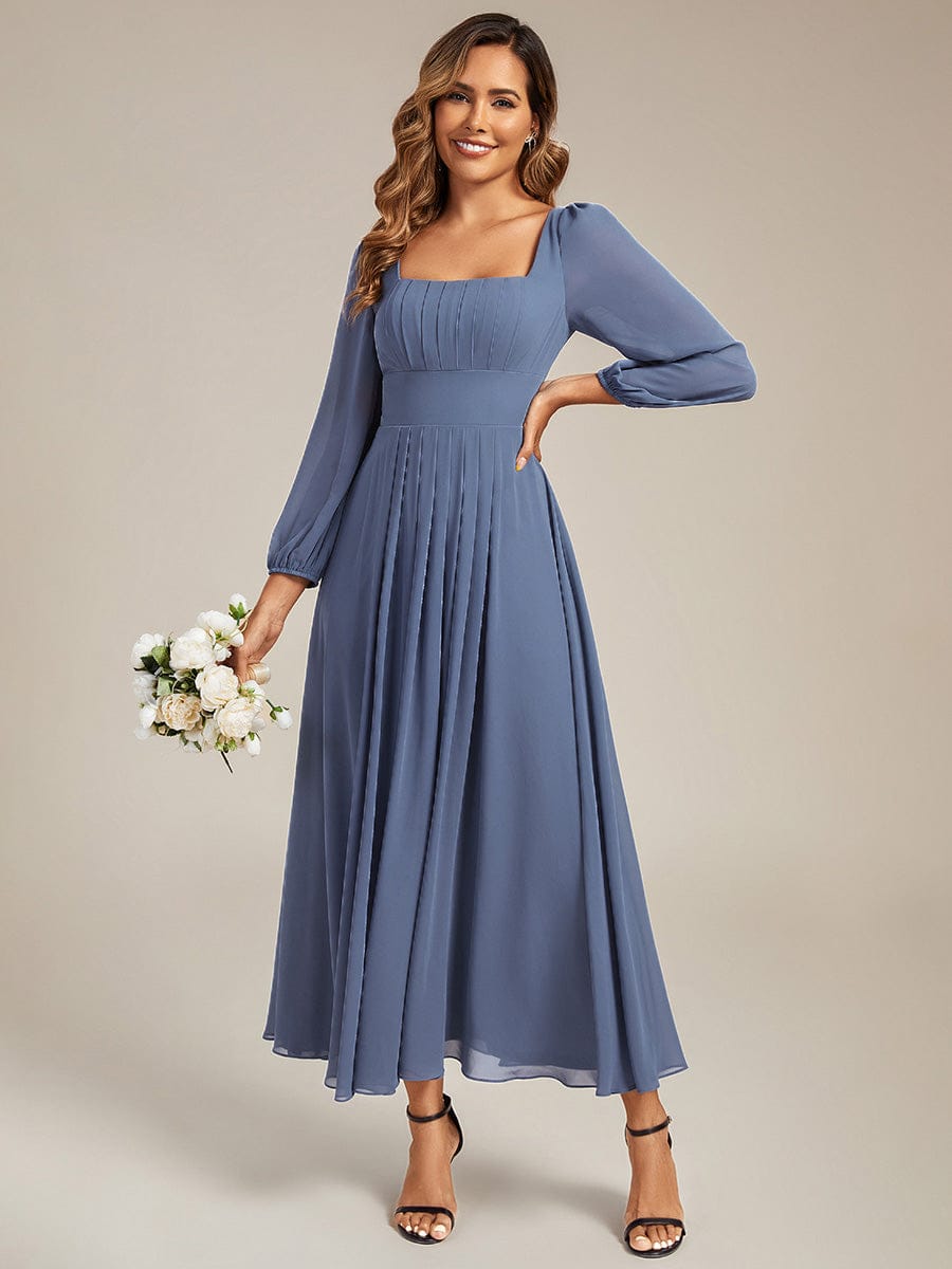 LYDIA|See-through Chiffon Lantern Sleeve Bridesmaid Dress