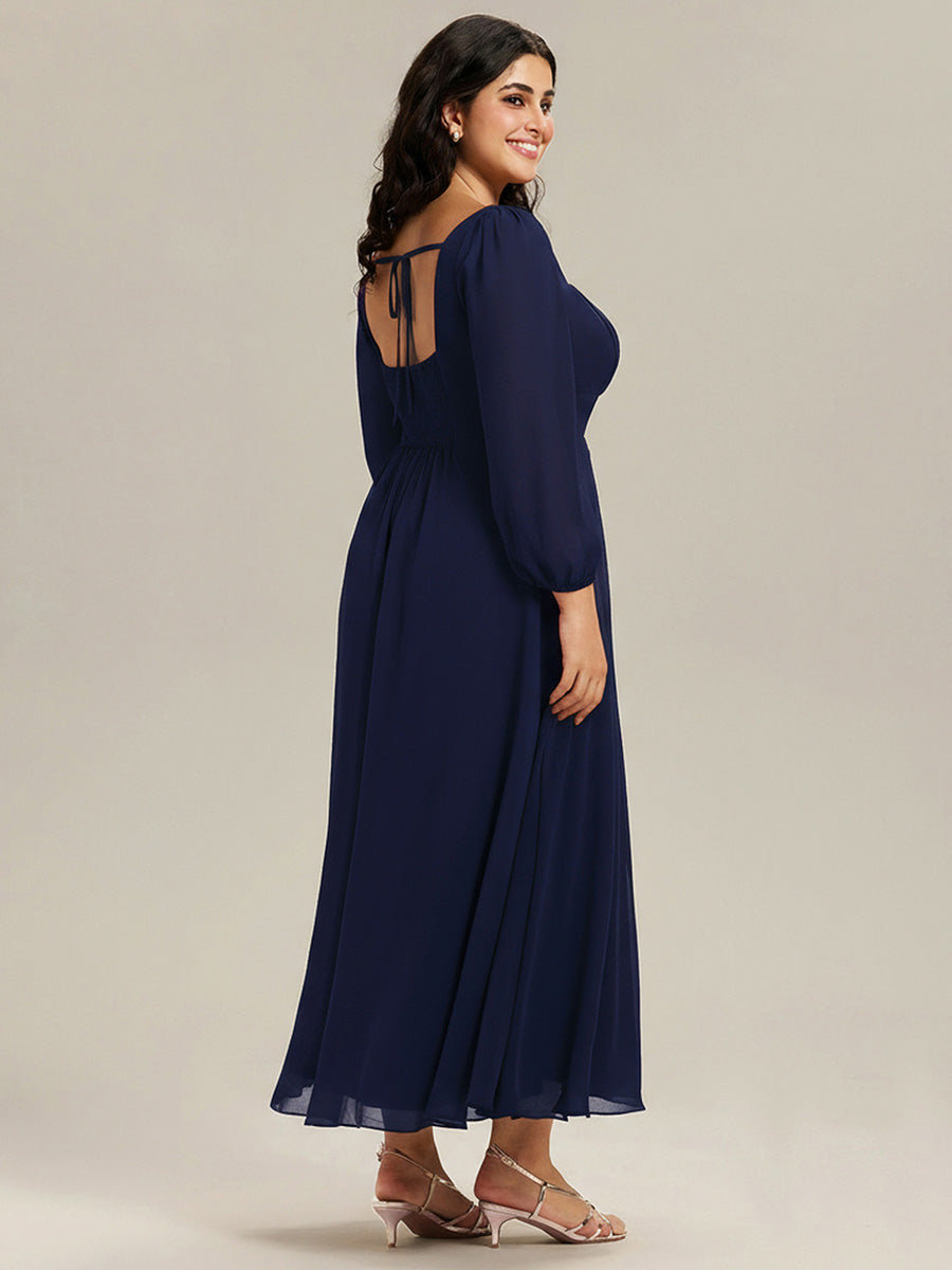 LYDIA|See-through Chiffon Lantern Sleeve Bridesmaid Dress