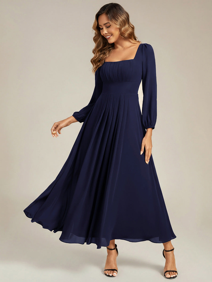 LYDIA|See-through Chiffon Lantern Sleeve Bridesmaid Dress