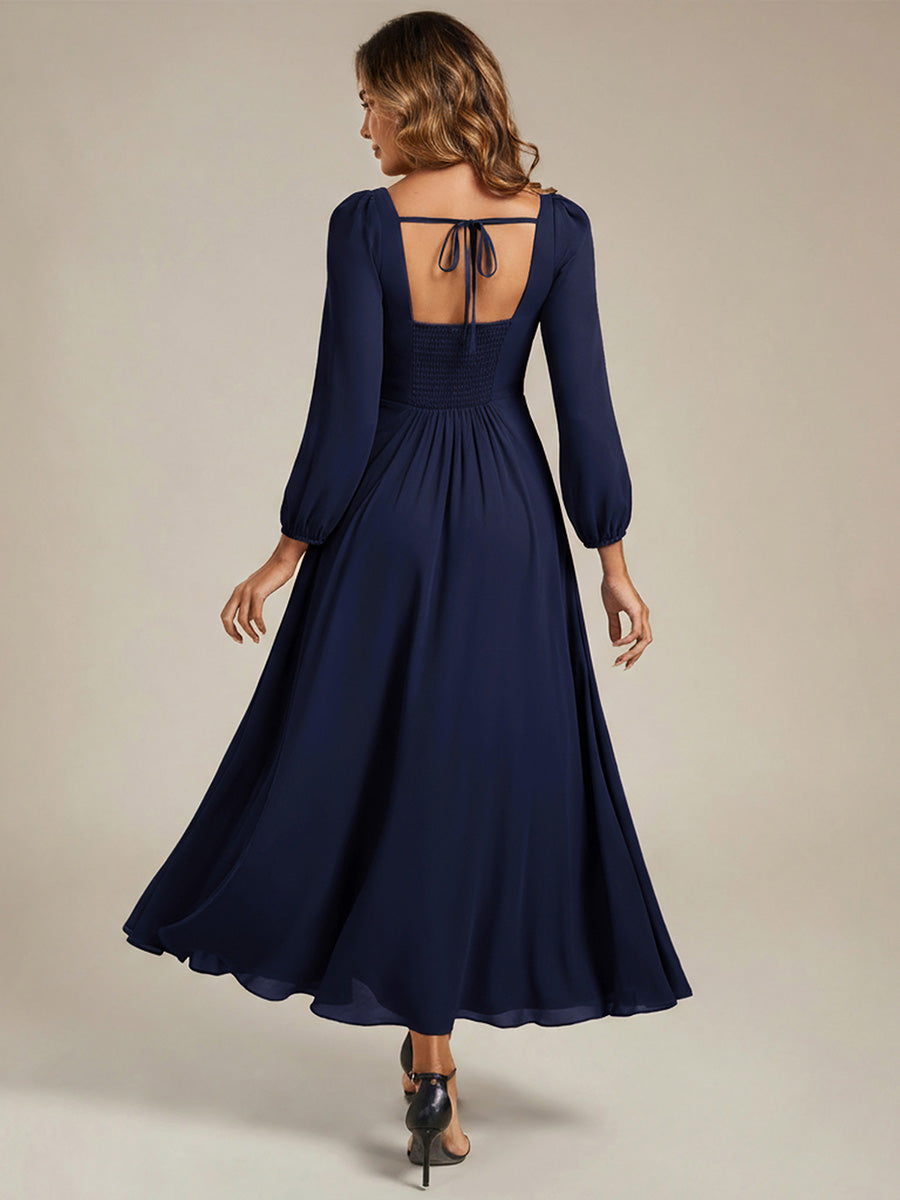 LYDIA|See-through Chiffon Lantern Sleeve Bridesmaid Dress