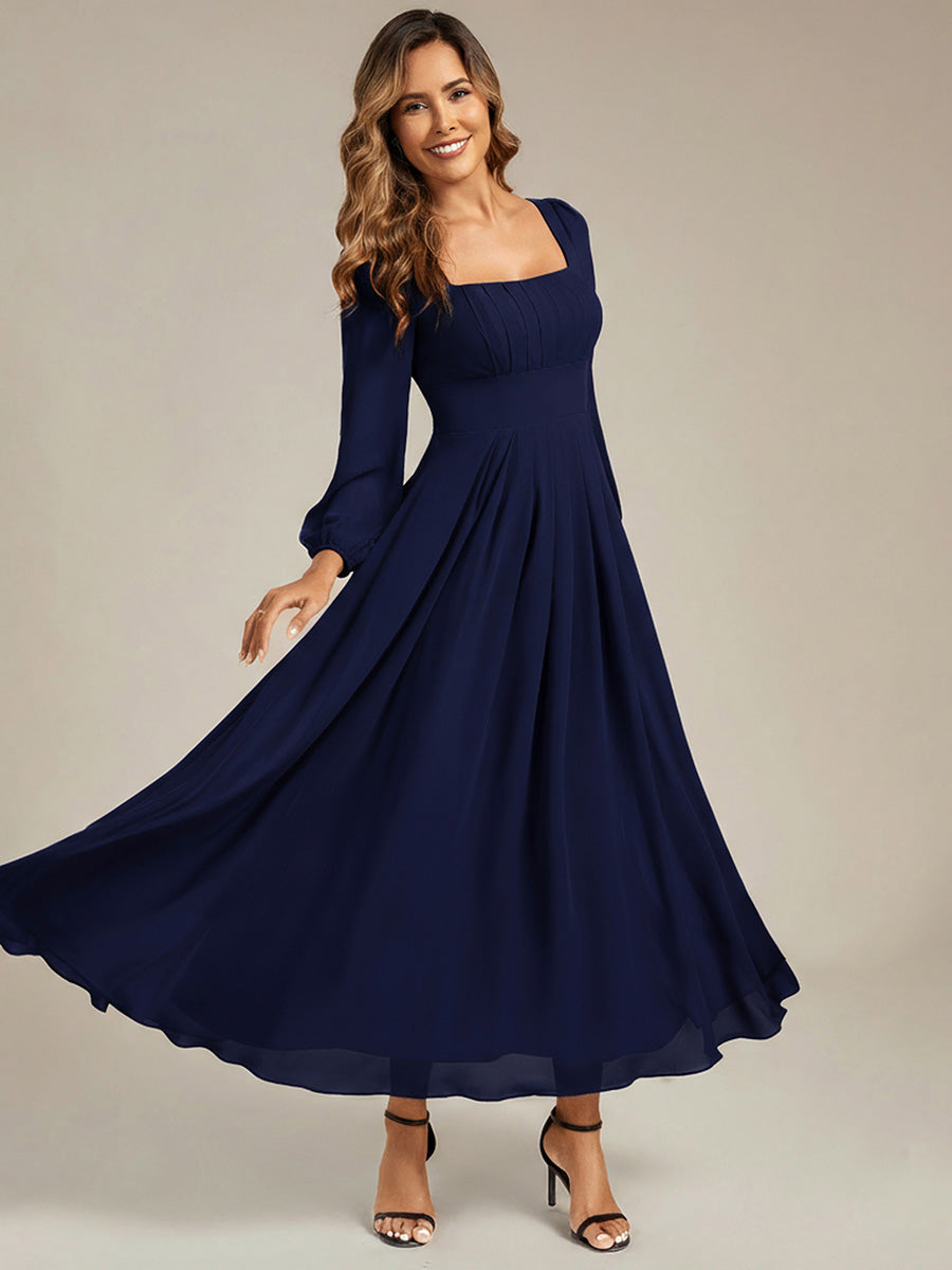 LYDIA|See-through Chiffon Lantern Sleeve Bridesmaid Dress