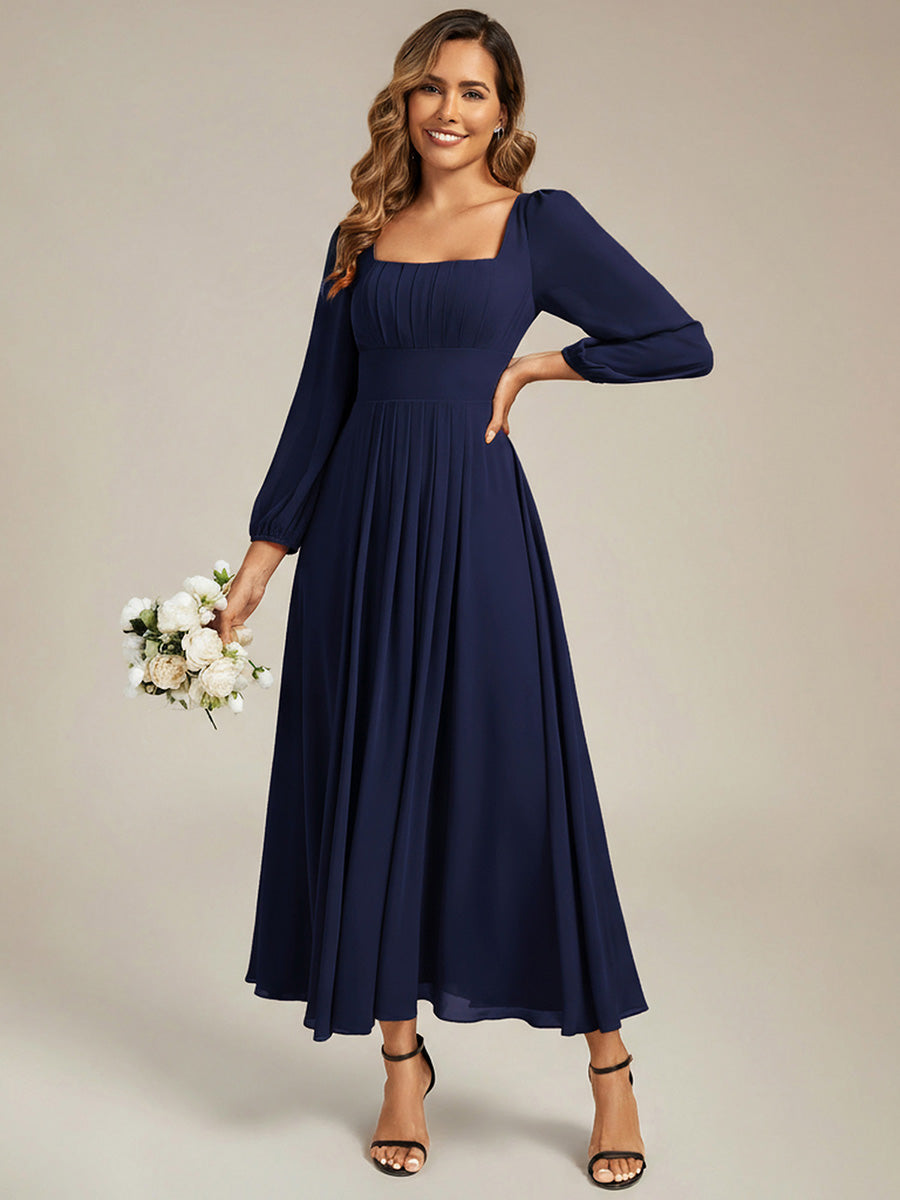 LYDIA|See-through Chiffon Lantern Sleeve Bridesmaid Dress