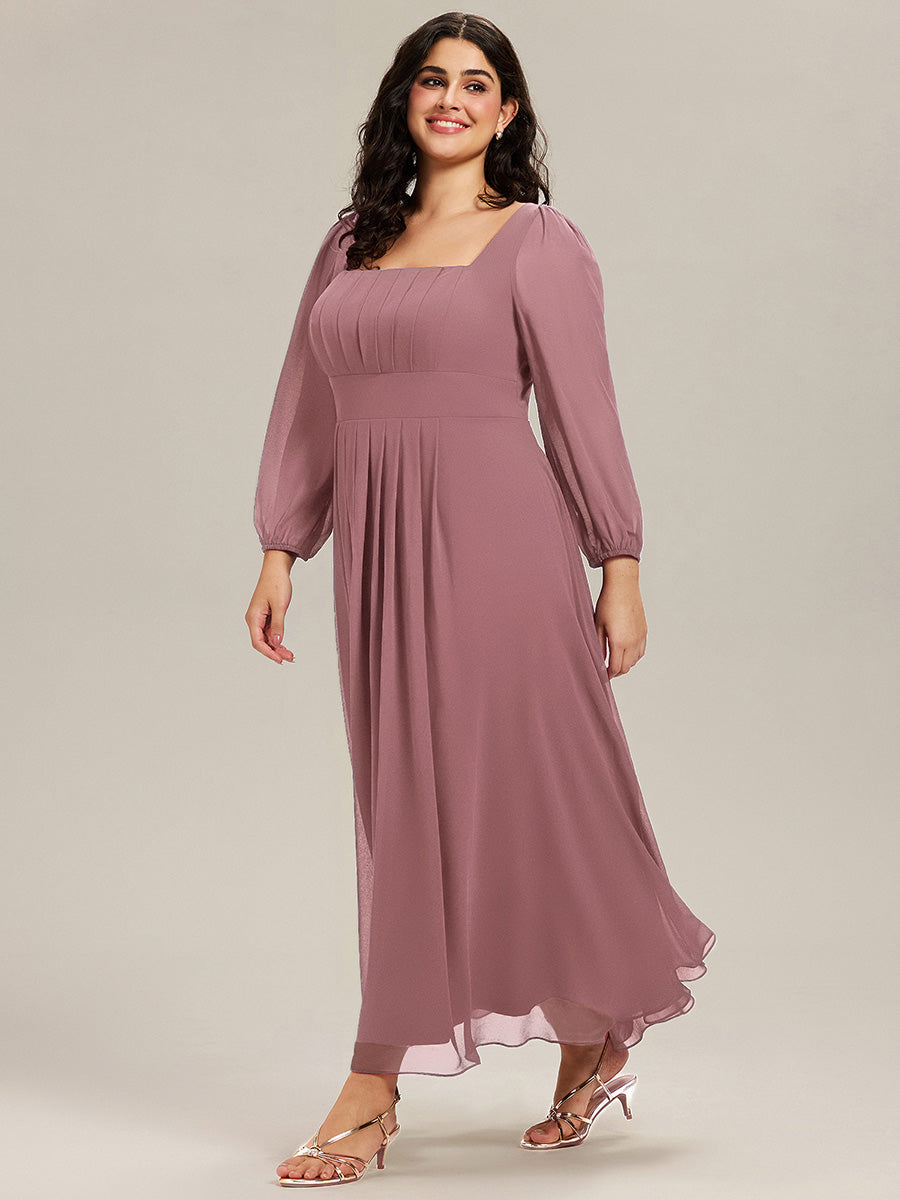 LYDIA|See-through Chiffon Lantern Sleeve Bridesmaid Dress